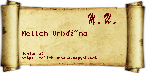 Melich Urbána névjegykártya
